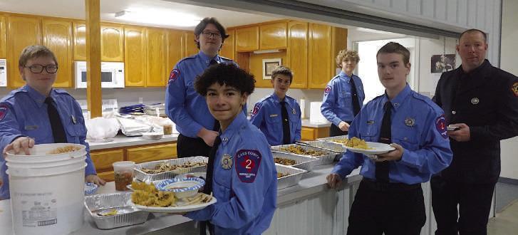 Volunteer fire cadets can be good servers as well as eaters.Showing how they are, first row from left, Brandon Thelkeld, Shane Simmons and Lt. Chris Hill. Back row,Tucker Squyres, Mavrick Bell, Judson McIntosh and Sam Squyres. Volunteer fire cadets can be good servers as well as eaters.Showing how they are, first row from left, Brandon Thelkeld, Shane Simmons and Lt. Chris Hill. Back row,Tucker Squyres, Mavrick Bell, Judson McIntosh and Sam Squyres.