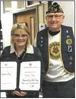 Kyndall Eudy and Paul W. Ellinger Texas Bluebonnet Girls State receive awards