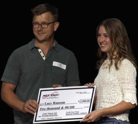 Lucy Ransom, an Atlanta High School graduate, receives a scholarship from the North East Texas Regional Mobility Authority. Lucy Ransom, an Atlanta High School graduate, receives a scholarship from the North East Texas Regional Mobility Authority.