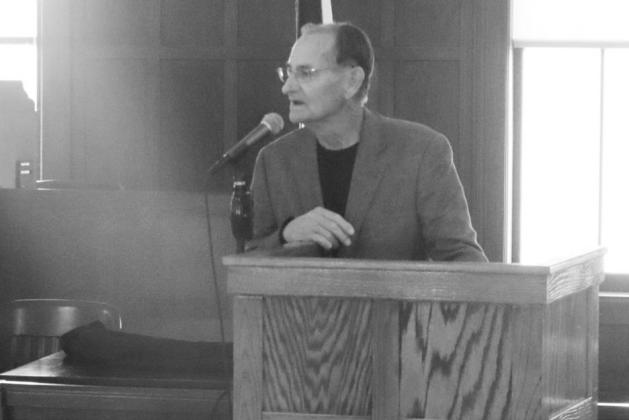 Linden Heritage Foundation President Sam Higdon speaks at the MLK Day event hosted by the LHF last week. Higdon is also a founding member of the LHF. Photo by Raydeen Edwards