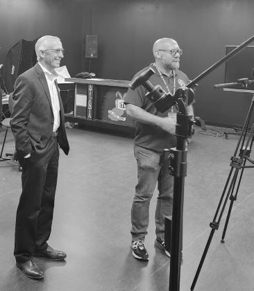 Aaron Whitehead shows Rep. Gary VanDaver the new AVP studio. While in the building he also got a tour of the new high-tech health science lab. VanDeaver visits Atlanta ISD