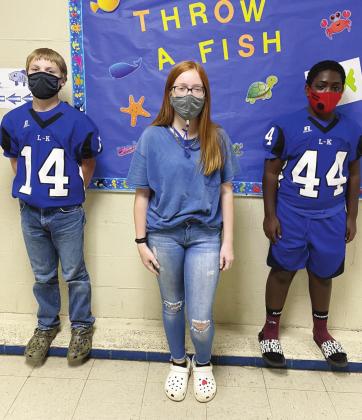 From left: Rowdy Black eighth grade, Kelsea Guy seventh grade and Del Brown seventh grade. (Submitted photo) Linden-Kildare Junior High FISH Tales
