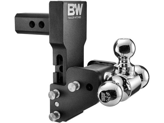 B&W’s Tow and Stow trailer hitch is available in a variety drop/rise heights, shank sizes and with a rotating tri-ball assembly that allows for changing ball sizes quickly and easily. (Photo courtesy of B&W) Article Image Alt Text
