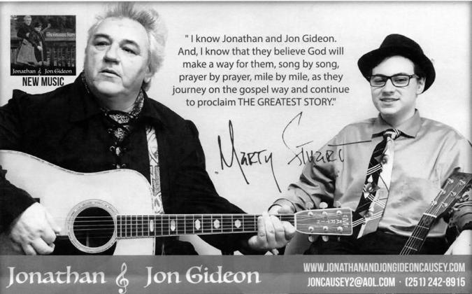 Jonathan and Jon Gideon will perform at 5 p.m. on Sunday, Oct. 13, at Friendship Baptist Church. The church is located at 498 Hwy 160 in Doddridge, Ark. For more info., contact Rev. Phil Starrett at 903-601-3085.