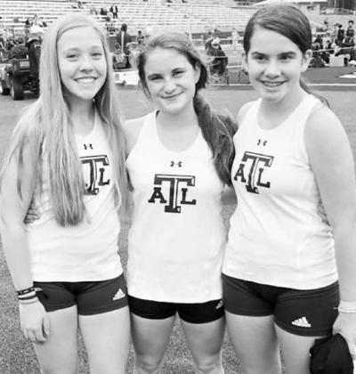 From left: Aurelia Giesler, Keri Fomby and Kendall Fant have been stalwarts in the 1600m and 3200m this year for the Lady Runnin’ Rabbs. Lady Rabbit milers go the distance