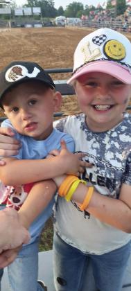 Wrenley & Evelyn pictured on the Red Hill VFD Fire Truck