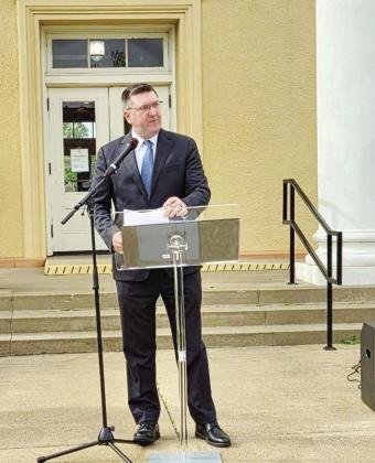 Cass County Judge Travis Ransom speaks to guests in recognition of Child Abuse Prevention Month. Courtesy photo Cass County Judge Travis Ransom speaks to guests in recognition of Child Abuse Prevention Month. Courtesy photo