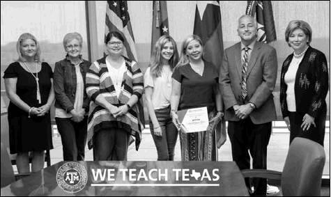 Pictured in the photo are (L-R): Charlotte Williams, Superintendent, QCISD; Dr. Trisha Ray, Ad-Interim Professor of Professional Practice, TAMUT; Dr. Abbie Strunc, Assistant Professor of Education and Chair of Teacher Education, TAMUT; Kennedy Giles (daug Article Image Alt Text