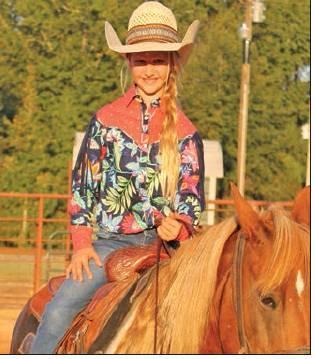 Wylie Jo Hodges, on her horse Sally, is the 10-year old daughter of Caleb and Megan Hodges. Photos by ASHLEY EMMONS A number of local rodeo participants compete in Southwest HS Rodeo Association events. The ages range from 4-10 year olds who compete in th Article Image Alt Text