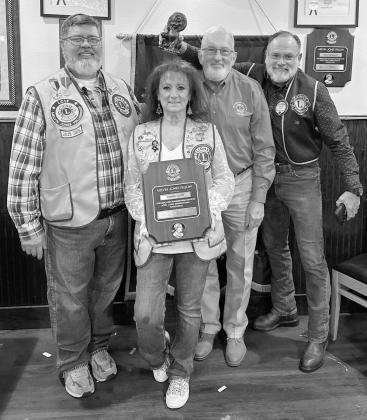 The Atlanta Texas Lions Club treasurer Debra Durr received the coveted Melvin Jones Fellowship Award from District Governor Jimmy Cox recently.