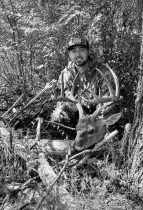 Wesley Waggonner with “10-50,” a 153 inch 10 pointer he arrowed on opening day. (Photo courtesy of Joey Waggonner) Passionate bowhunter recalls the topsy-turvy search for 153 inch 10 pointer