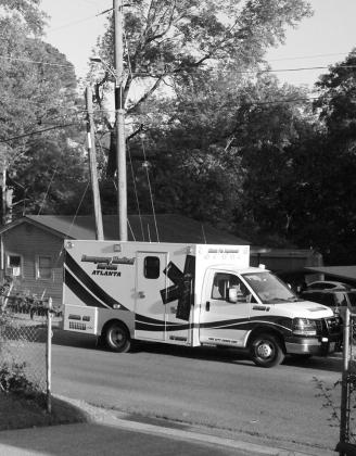 Paramedics were called to a house on Allday Street over the weekend on a distress call. (Photo by Raydeen Edwards) Paws on Parade April 27 in Avinger