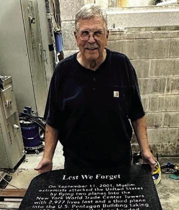 This is the late Mike Lee of the J. E. Manning American Legion Post 258 and one of the four tablets commemorating veterans of the Middle East Wars. Lee came up with the idea for this recognition and led its efforts.