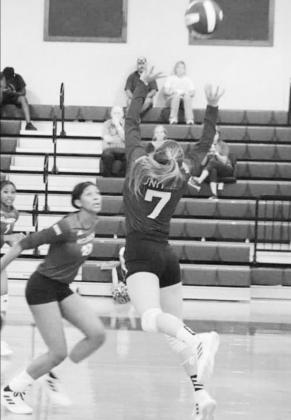 Rylie Pattillo makes the perfect set for teammate Kym Sheppard. Photo by KIM SHEPPARD LADY RABBITS LADY BULLDOGS