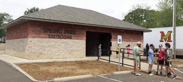 This first-class building is Hughes Springs’ public restrooms recently placed in Spring Park. The public can reserve its use without charge. This first-class building is Hughes Springs’ public restrooms recently placed in Spring Park. The public can reserve its use without charge.