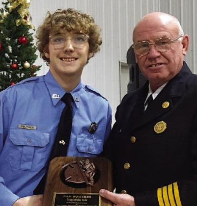 Cadet of the Year for Cass County Emergency Services District 2 is Sam Squyres who is being recognized by Fire Chief Eric White. Fire fighter of the year Jason Waters was unable to attend. Cadet of the Year for Cass County Emergency Services District 2 is Sam Squyres who is being recognized by Fire Chief Eric White. Fire fighter of the year Jason Waters was unable to attend.