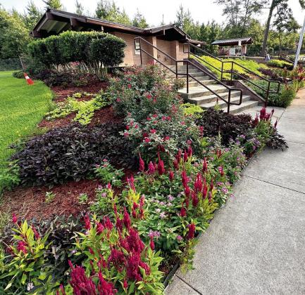 Taking care of the rest area flowers, grounds