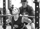 Queen City’s Raven Durmon squatted 175 at the New Boston powerlifting event. Photo by Susan Lindsey Queen City’s Raven Durmon squatted 175 at the New Boston powerlifting event. Photo by Susan Lindsey