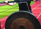 Playing not only rhythm but also melody are these cymbals and marimbas. The performers are Nevaeh Falls, left, and Jaxon Durmon. The percussion section is distinctly heard during the band’s halftime show.