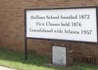 The former Huffines community school of more than 150 years tells its history in big letters.This building was built in 1937, and the members of the school board that year are etched on the stone beneath the sign.