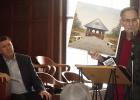 Sam Higdon is showing a artist’s rendition of a planned educational and historical monument at city park which will be a place not only of history but also of present day understanding. County Judge Travis Ransom is at left. Heritage Foundation celebrates Martin