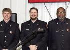 Emergency Services District 2 firemen receiving pins for their years of service are, from left, David Jackson who is also assistant chief, Connor Alexander, Colin Alexander, Lt. Kendall Collier and Capt. Sammy Dotson.